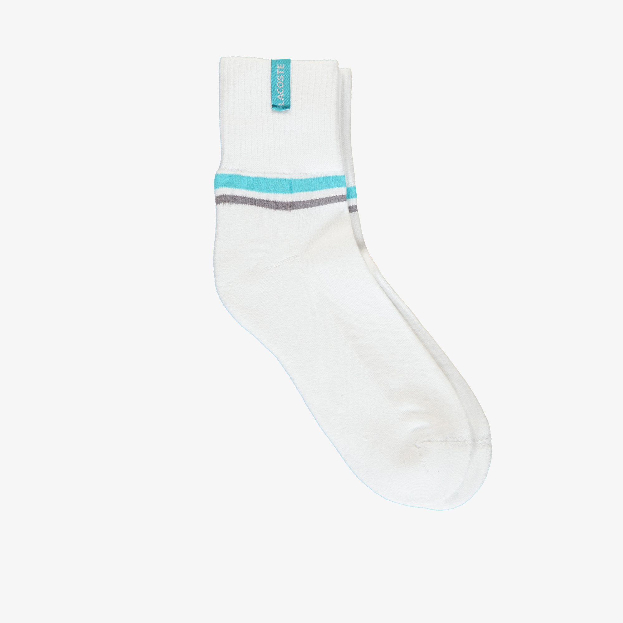 Lacoste Unisex Çizgili Kısa Baskılı Beyaz Çorap. 3