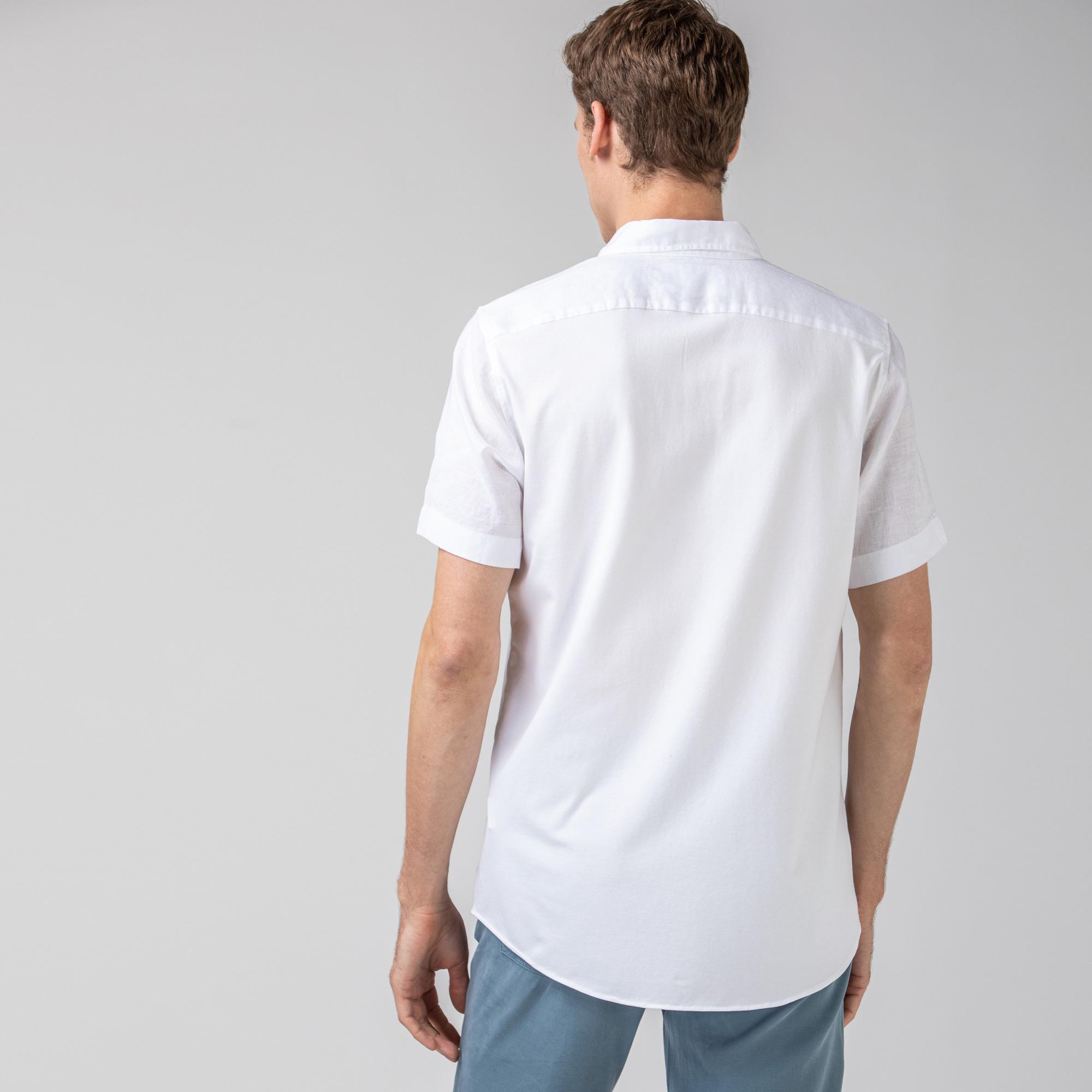 Lacoste Erkek Regular Fit Kısa Kollu Beyaz Gömlek. 1