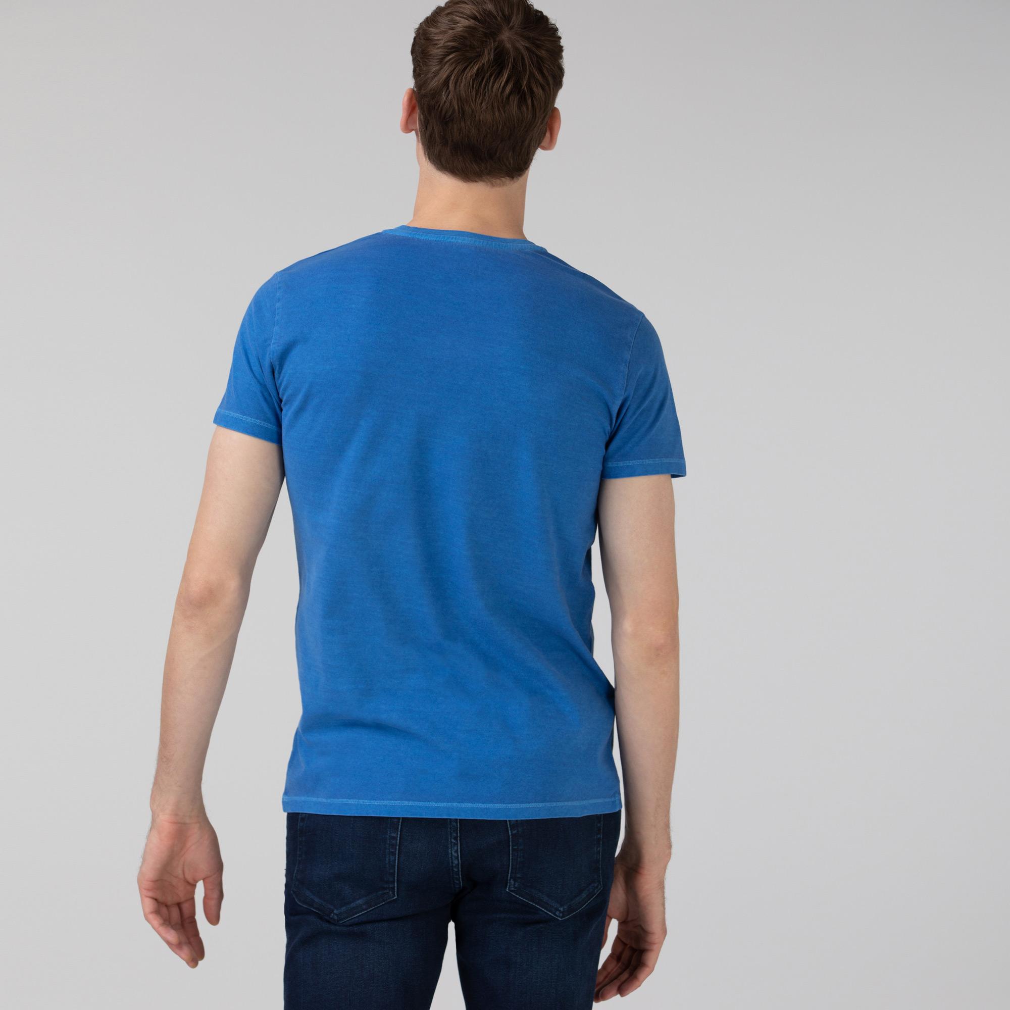 Lacoste Erkek Slim Fit V Yaka Mavi T-Shirt. 3
