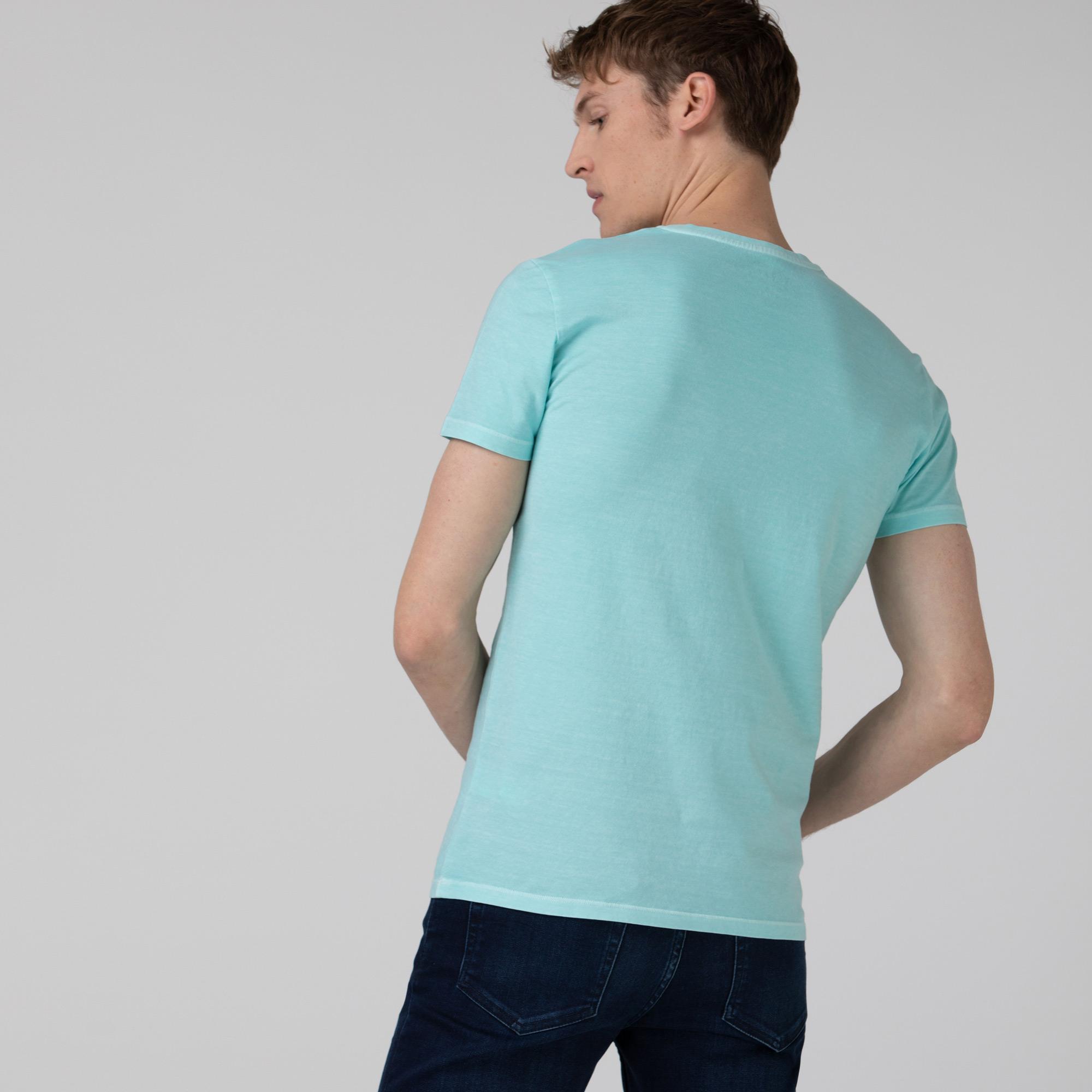 Lacoste Erkek Slim Fit V Yaka Açık Mavi T-Shirt. 3