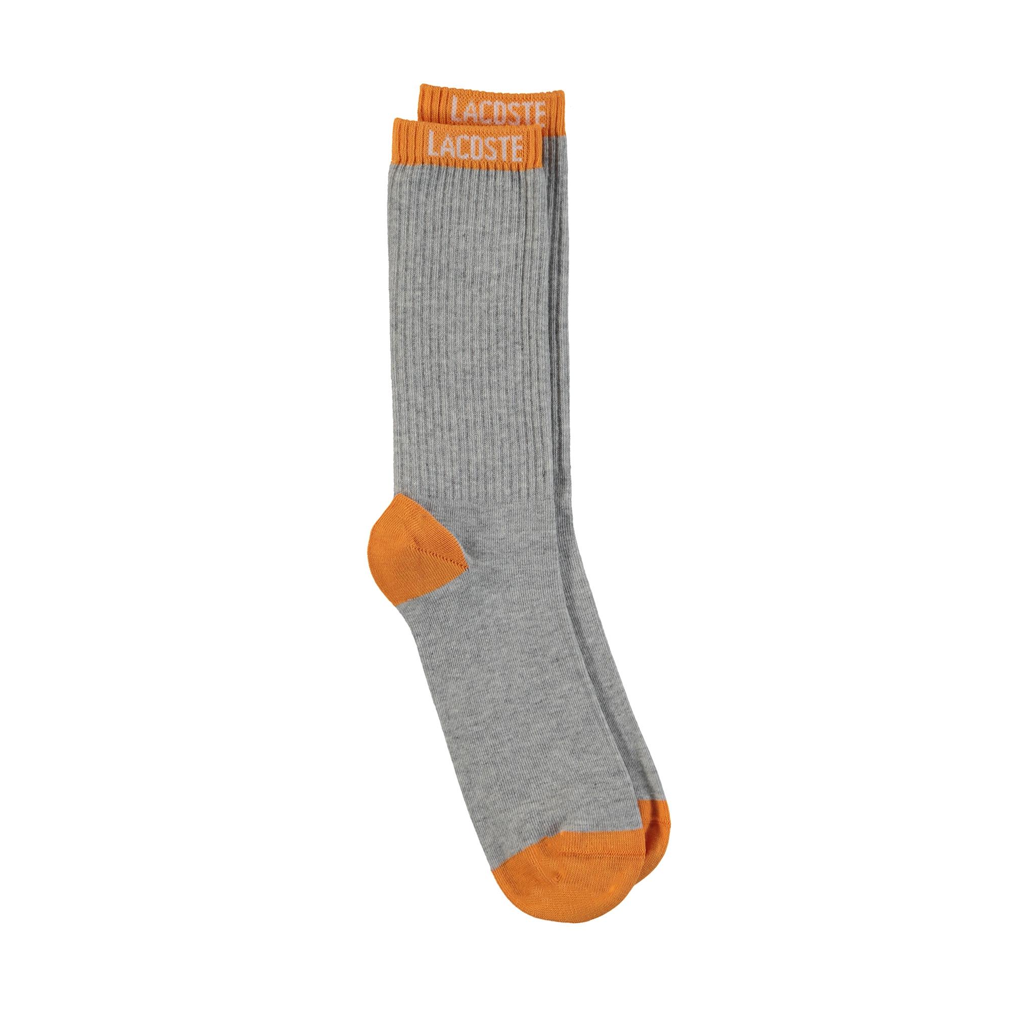 Lacoste Unisex Uzun Baskılı Gri Çorap. 2