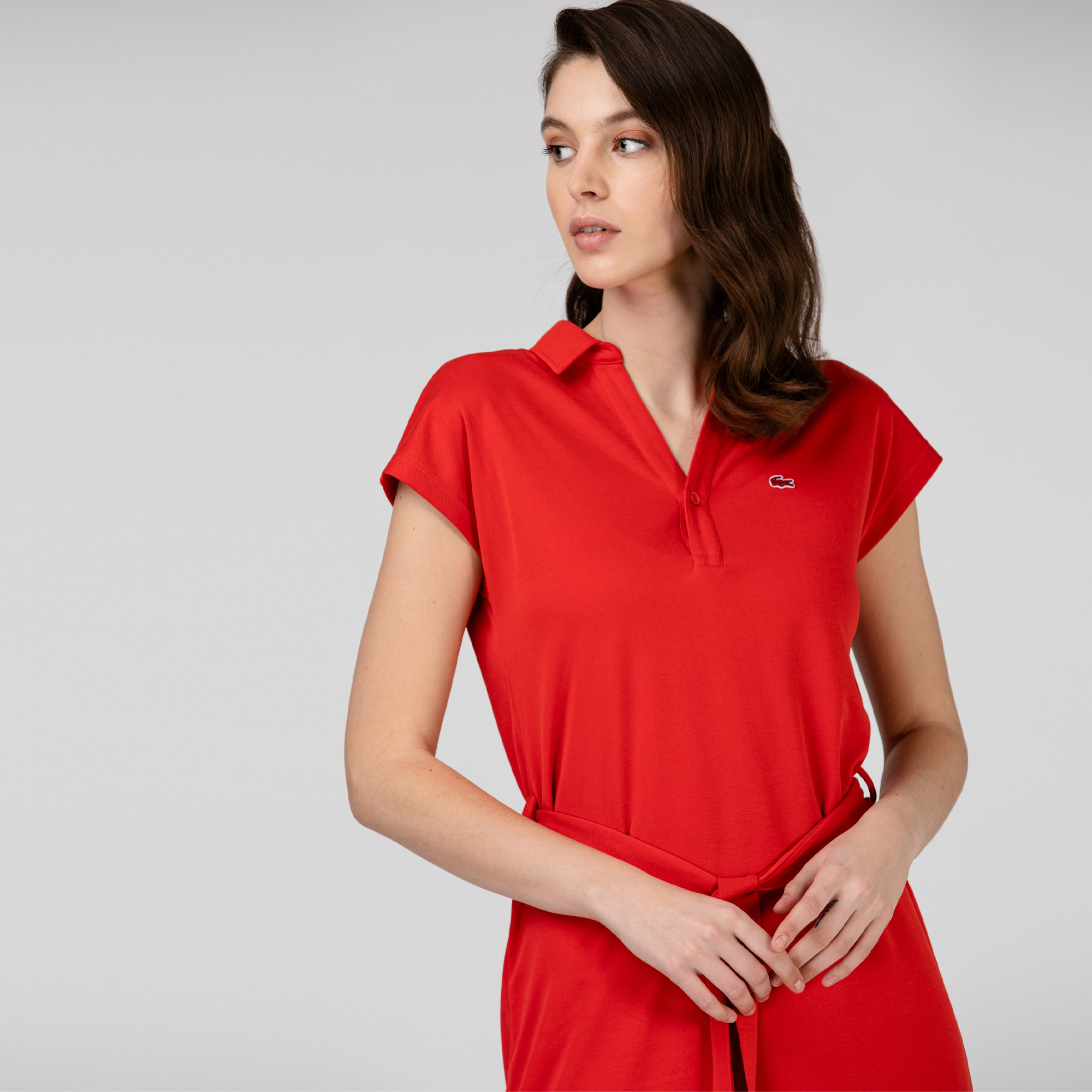 Lacoste Kadın Kısa Kollu Kırmızı Elbise. 3