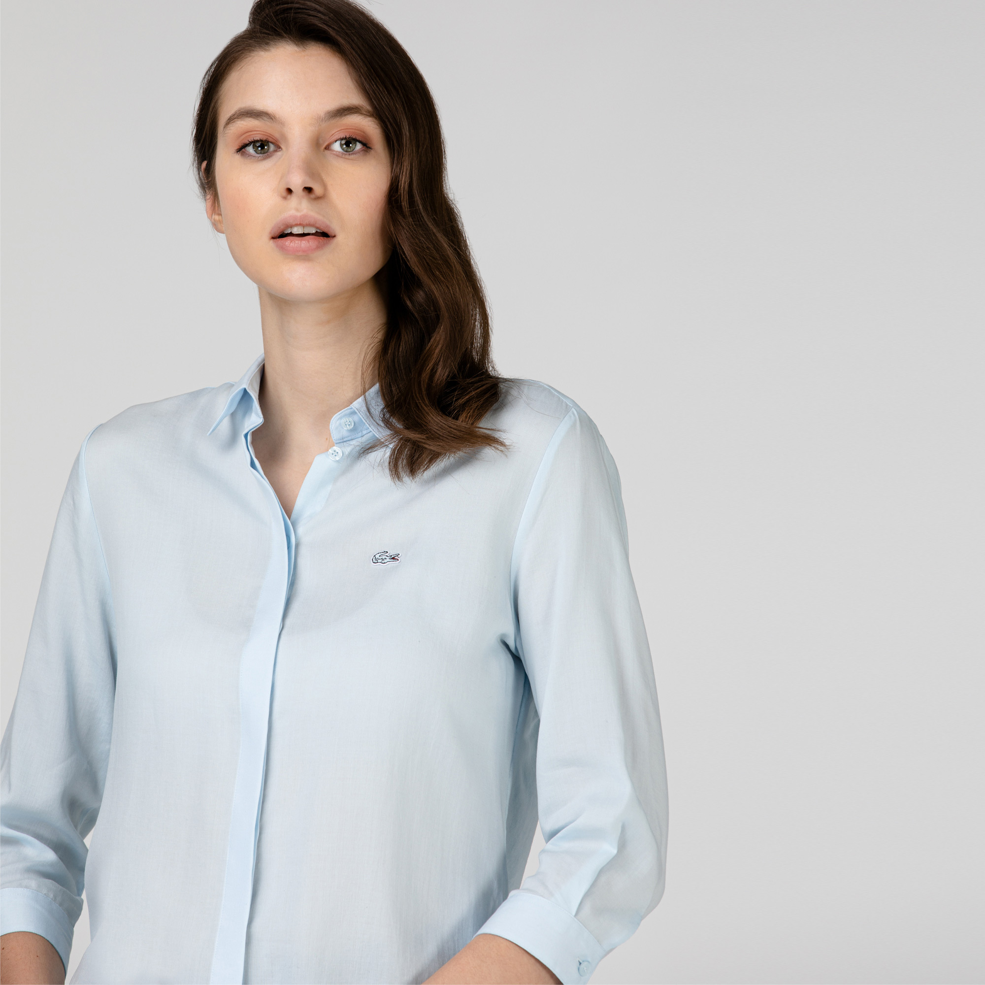 Lacoste Kadın Regular Fit Mavi Gömlek. 3