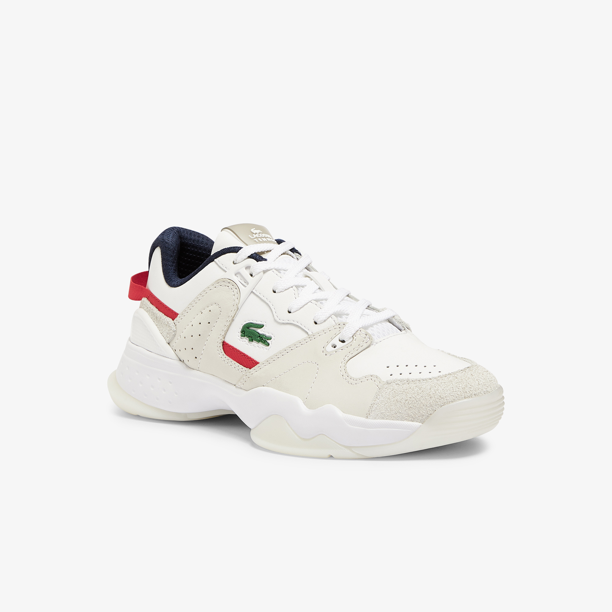 Lacoste T-Point 0721 1 G Sfa Kadın Deri Beyaz - Lacivert - Kırmızı Sneaker. 1