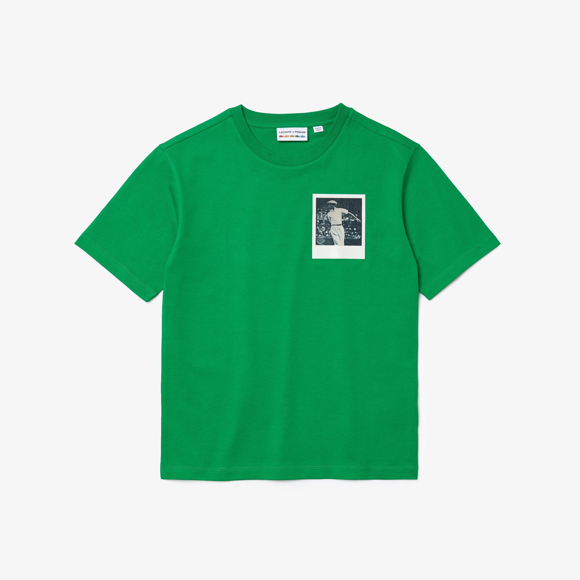 Lacoste X Polaroid Kadın Bisiklet Yaka Baskılı Yeşil T-Shirt. 7