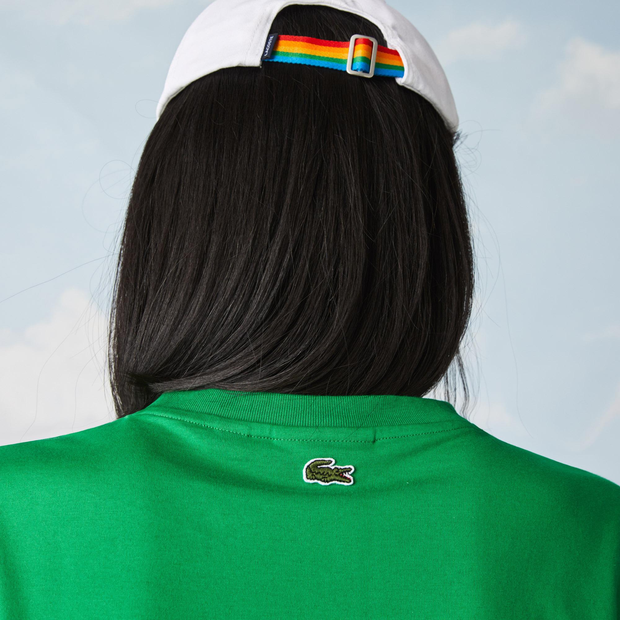 Lacoste X Polaroid Kadın Bisiklet Yaka Baskılı Yeşil T-Shirt. 8