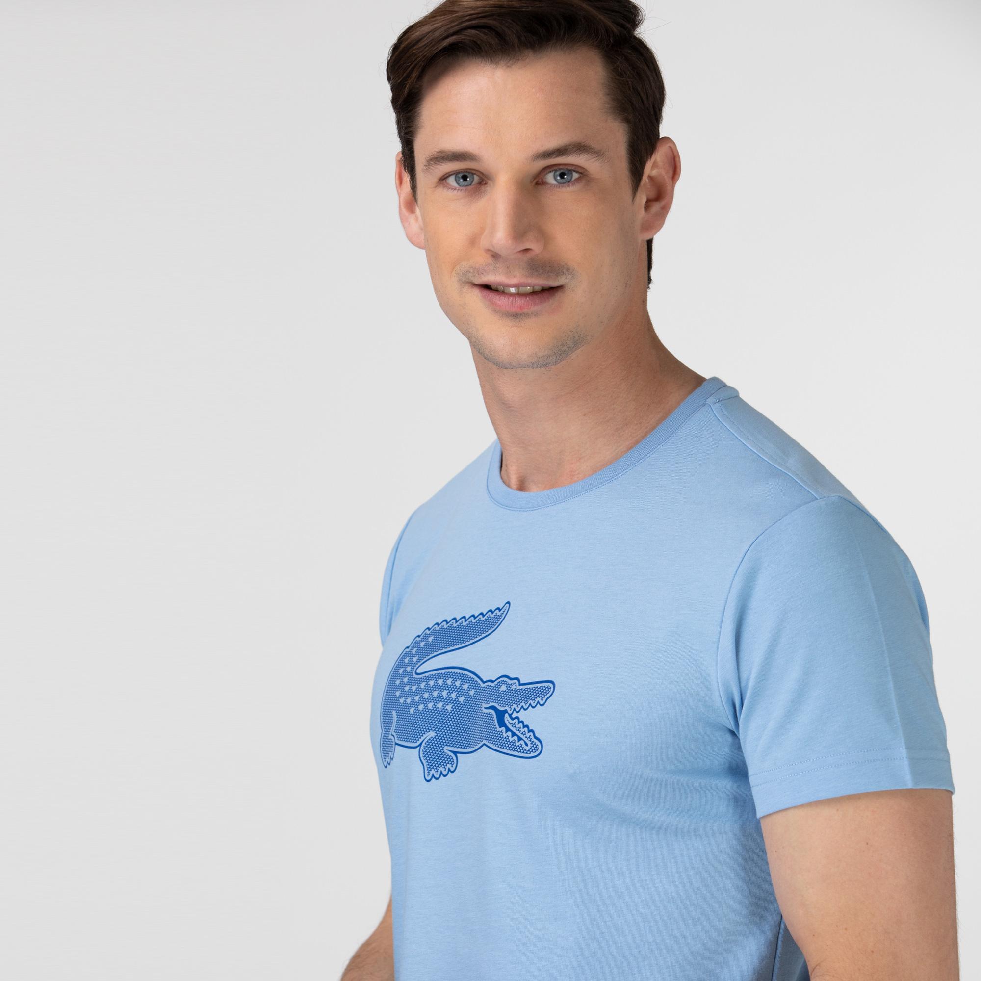 Lacoste Sport Erkek Baskılı Mavi T-shirt. 5