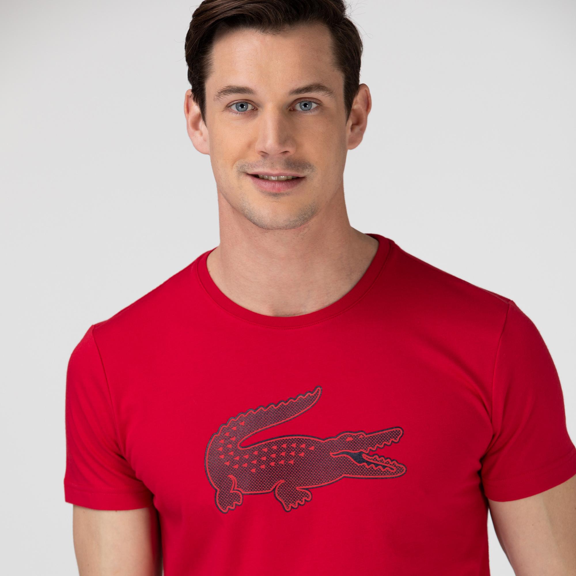 Lacoste Sport Erkek Bisiklet Yaka Baskılı Kırmızı T-Shirt. 5