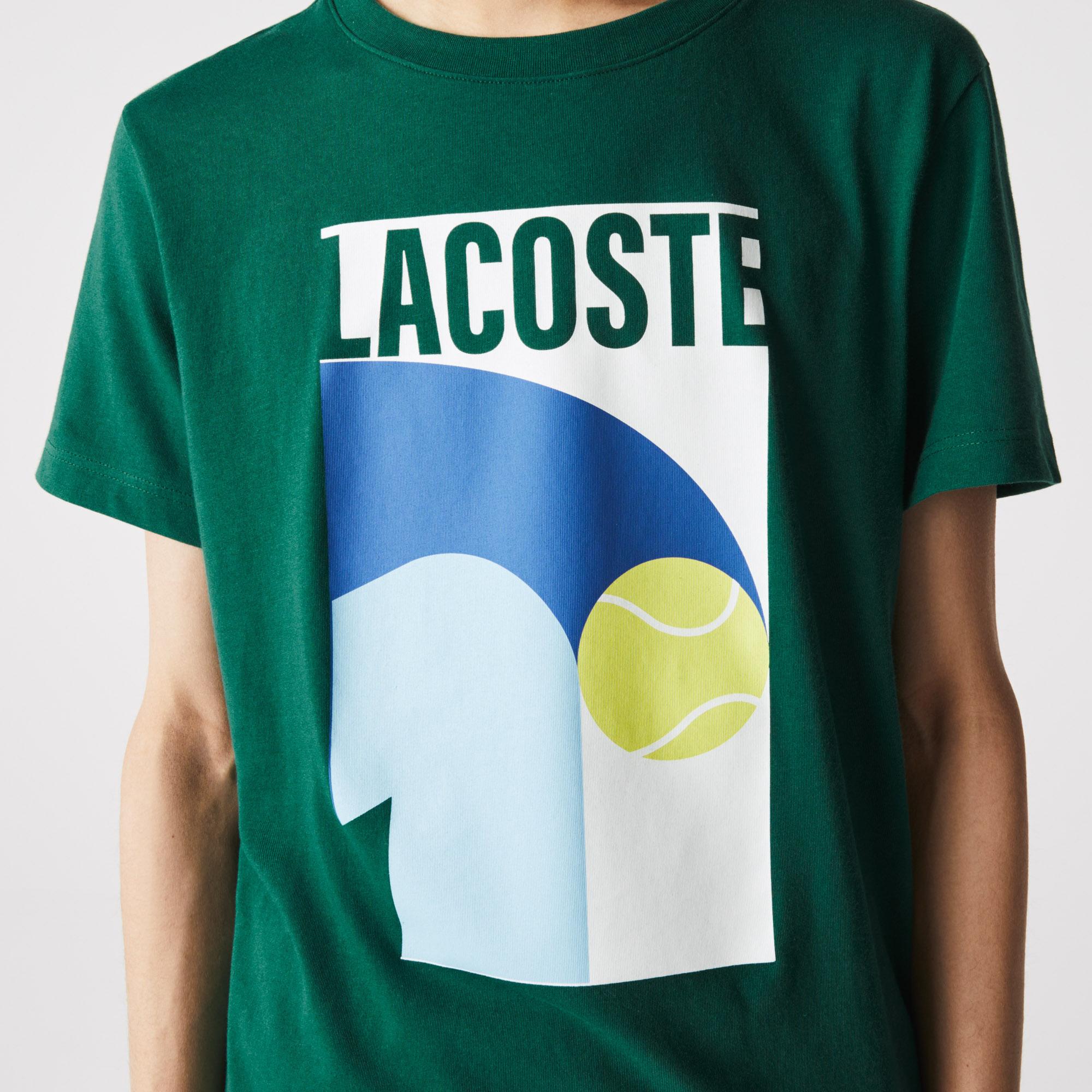 Lacoste Sport Erkek Bisiklet Yaka Baskılı Yeşil T-Shirt. 6