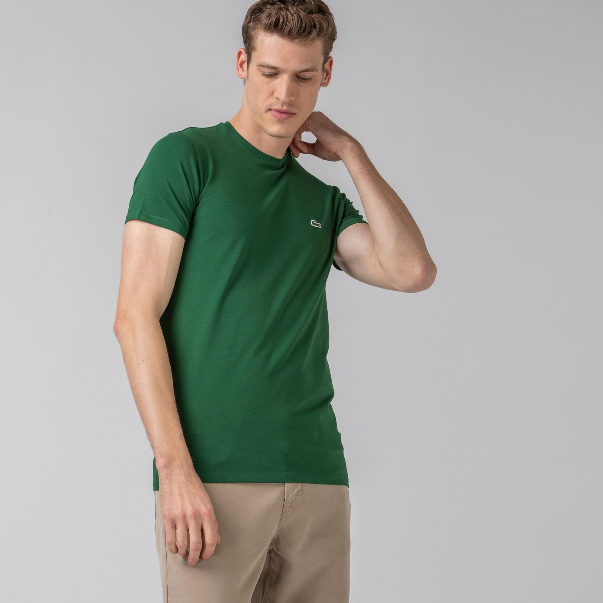 Lacoste Erkek Slim Fit Bisiklet Yaka Yeşil T-Shirt. 5
