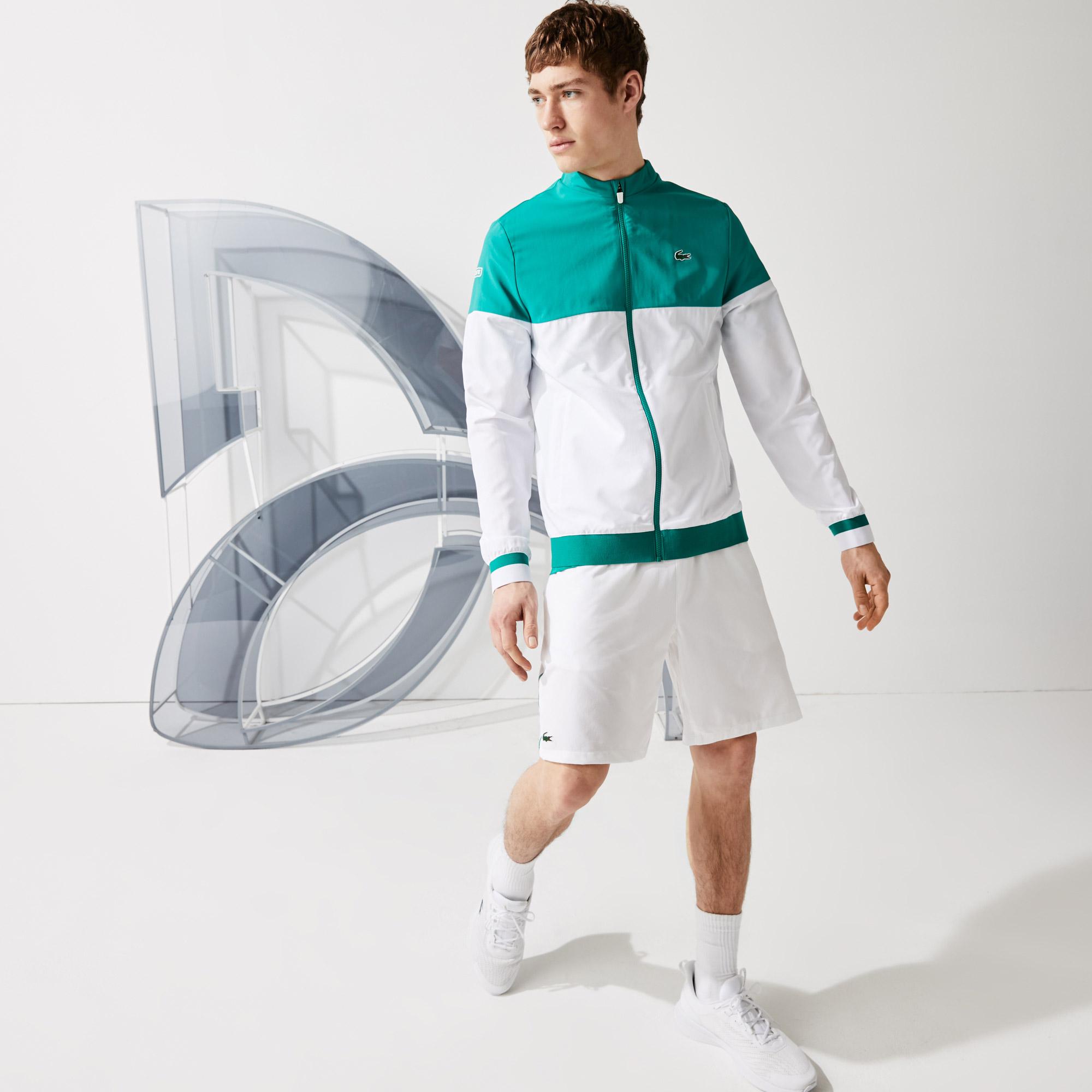 Lacoste Sport Novak Djokovic Erkek Dik Yaka Renk Bloklu Yeşil - Beyaz Ceket. 1