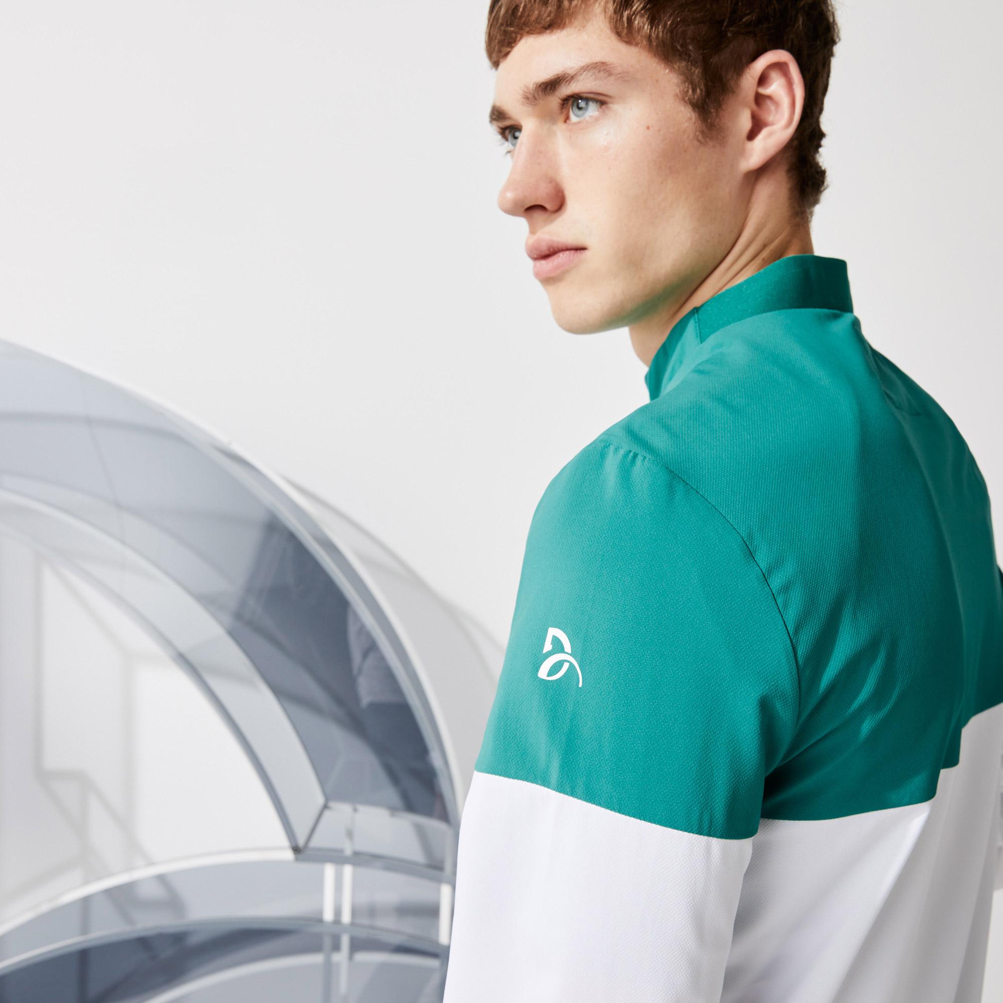 Lacoste Sport Novak Djokovic Erkek Dik Yaka Renk Bloklu Yeşil - Beyaz Ceket. 10