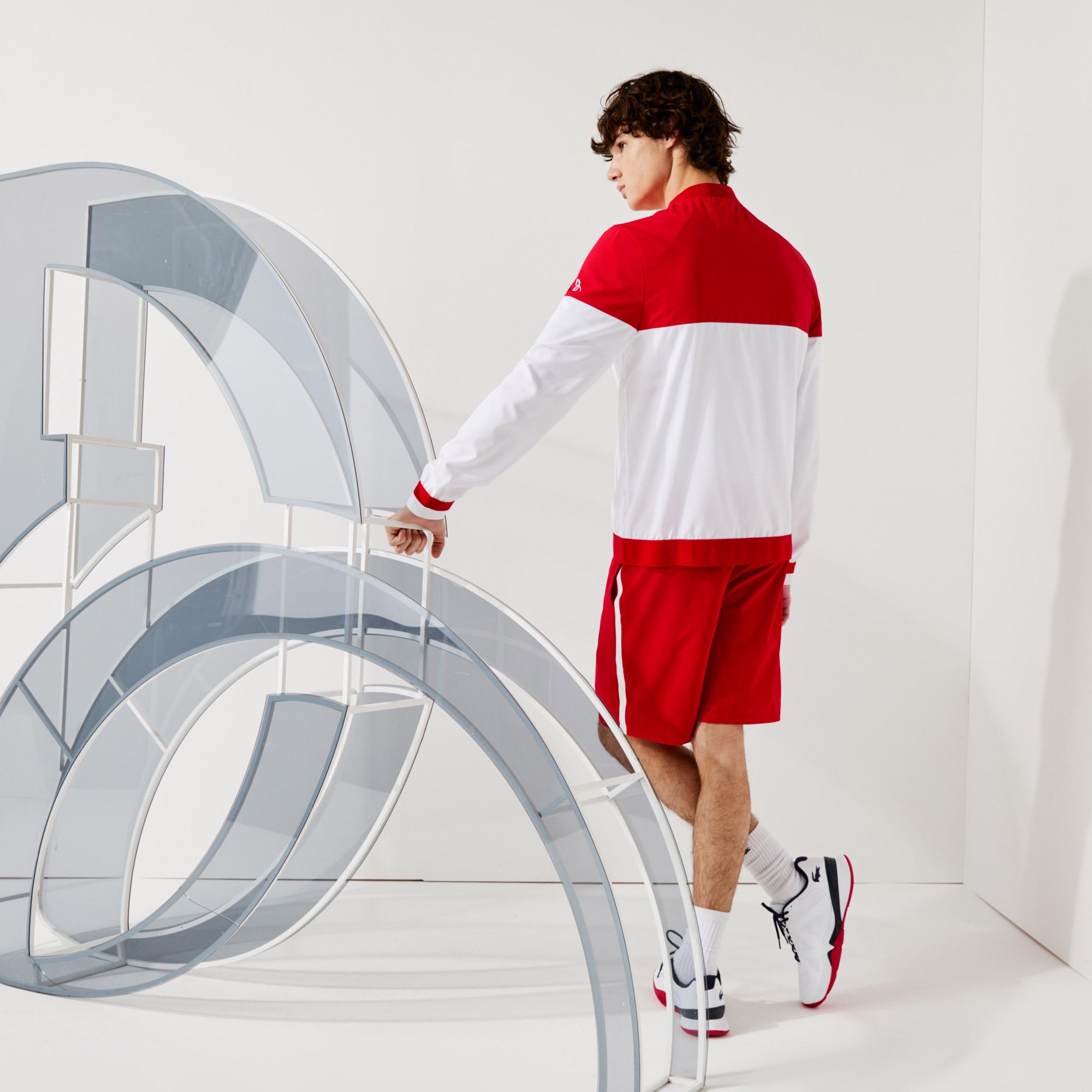 Lacoste Sport Novak Djokovic Erkek Dik Yaka Renk Bloklu Kırmızı - Beyaz Ceket. 6