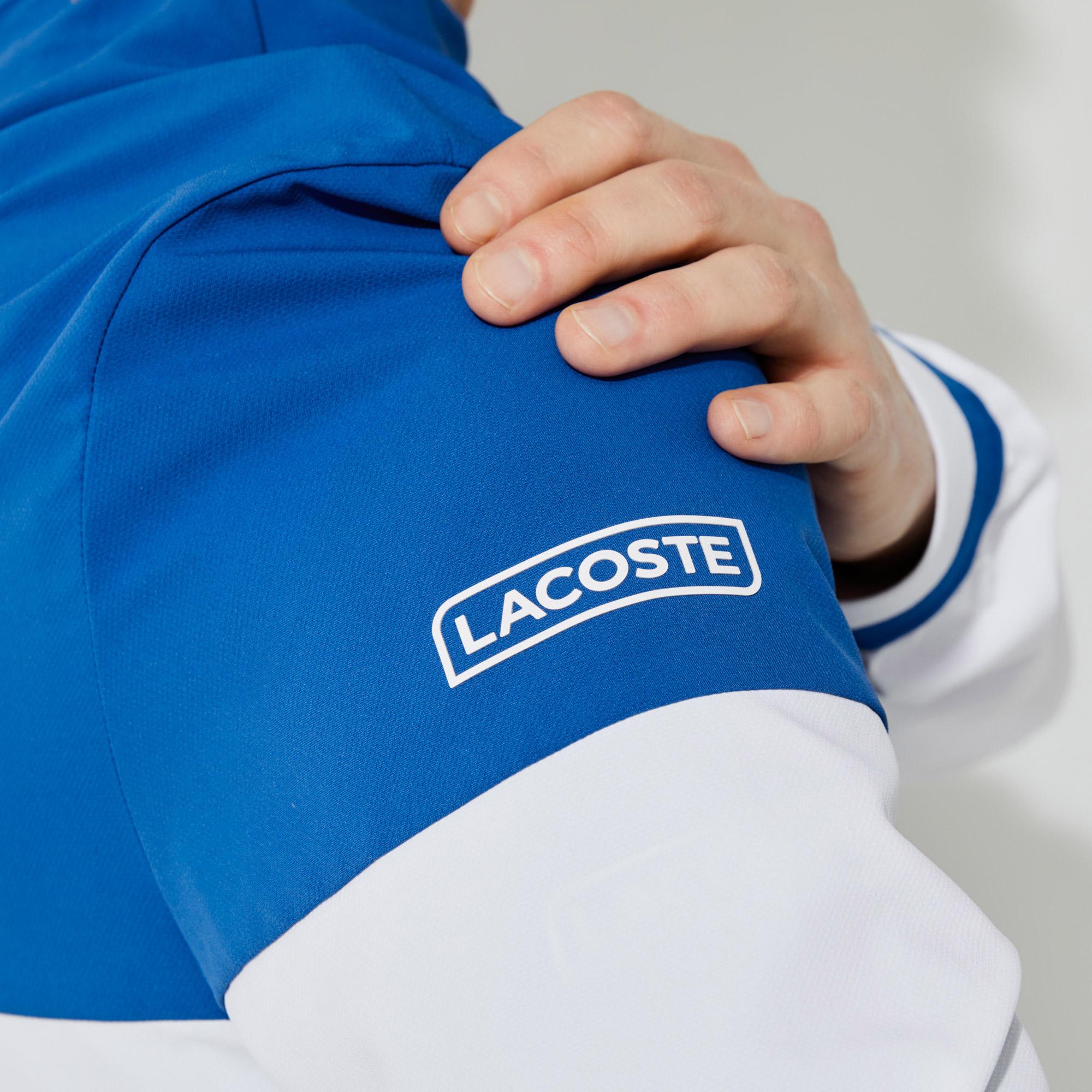 Lacoste Sport Novak Djokovic Erkek Dik Yaka Renk Bloklu Mavi - Beyaz Ceket. 8