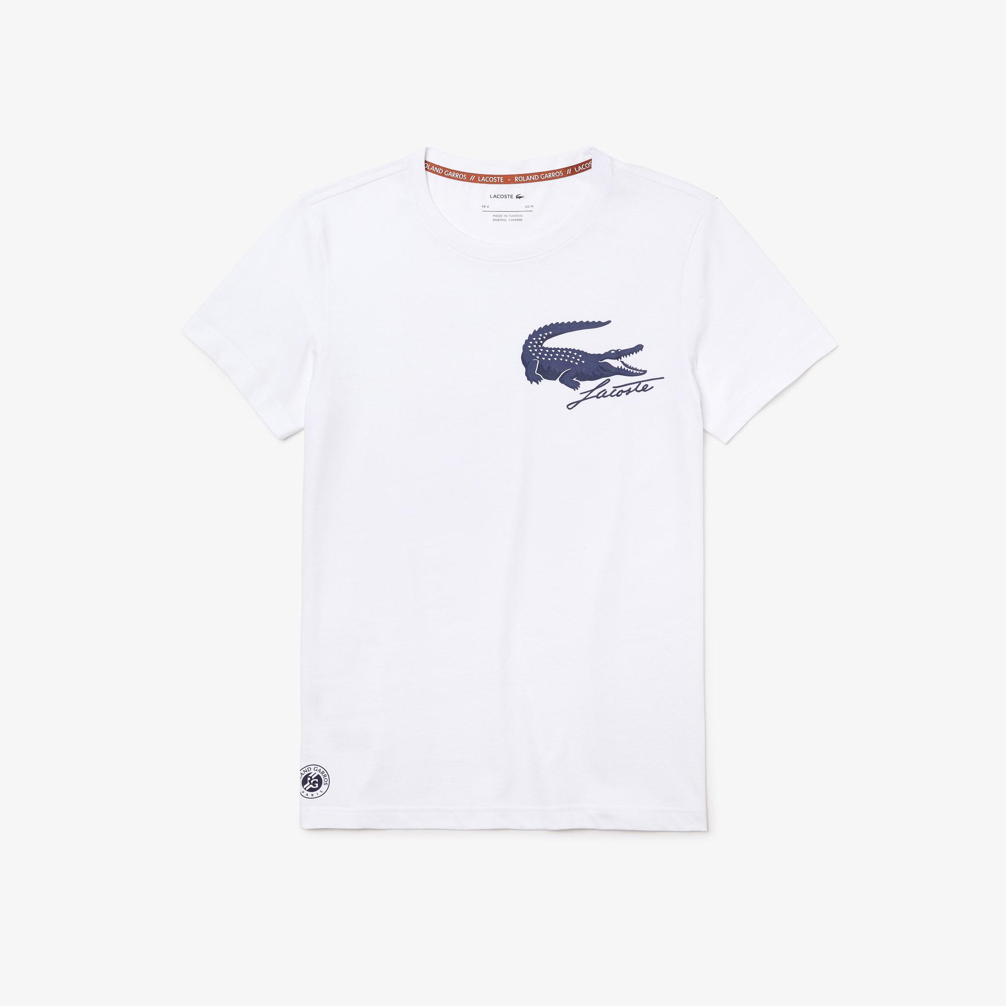 Lacoste Sport Roland Garros Erkek Bisiklet Yaka Baskılı Beyaz T-Shirt. 6