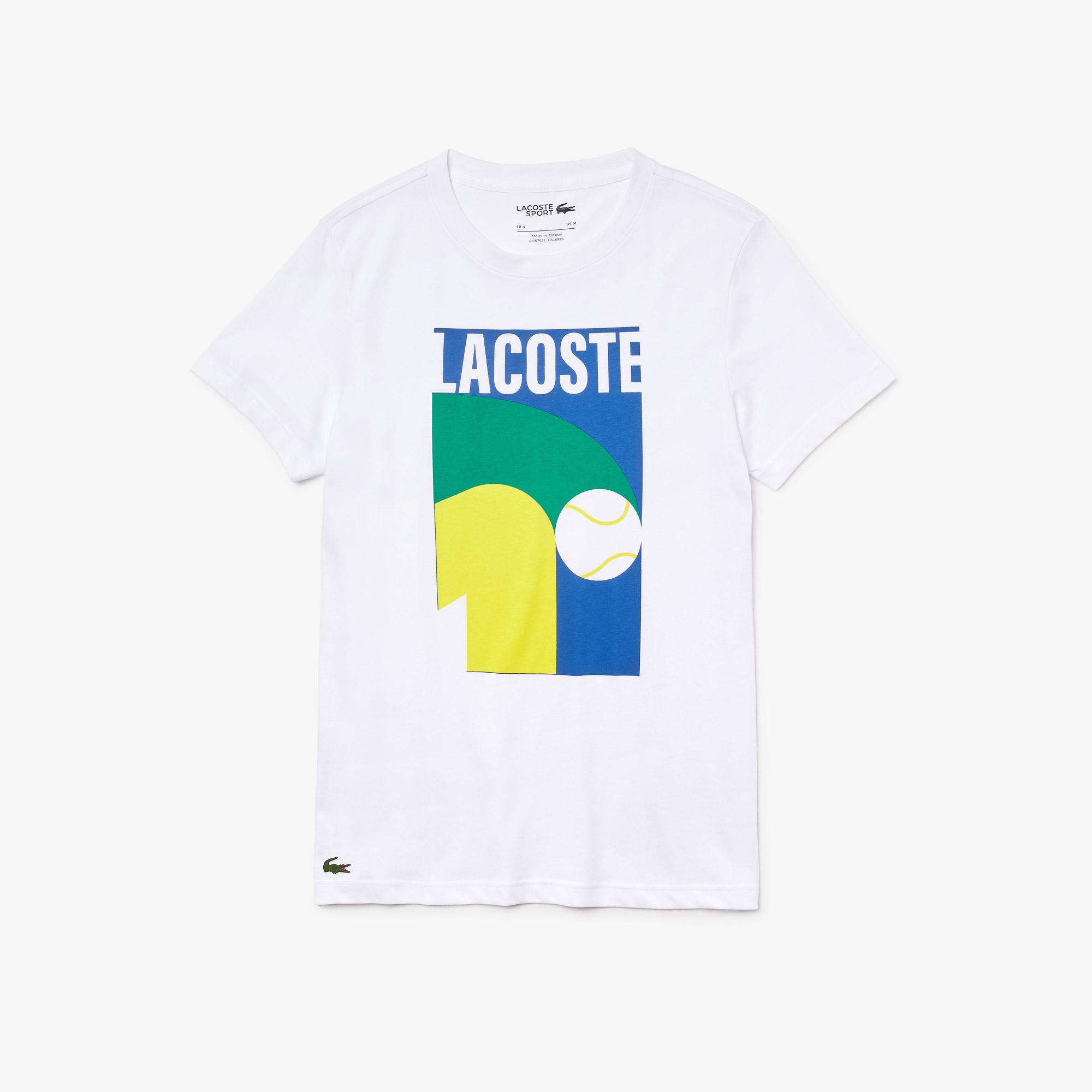 Lacoste Sport Erkek Bisiklet Yaka Baskılı Beyaz T-Shirt. 4