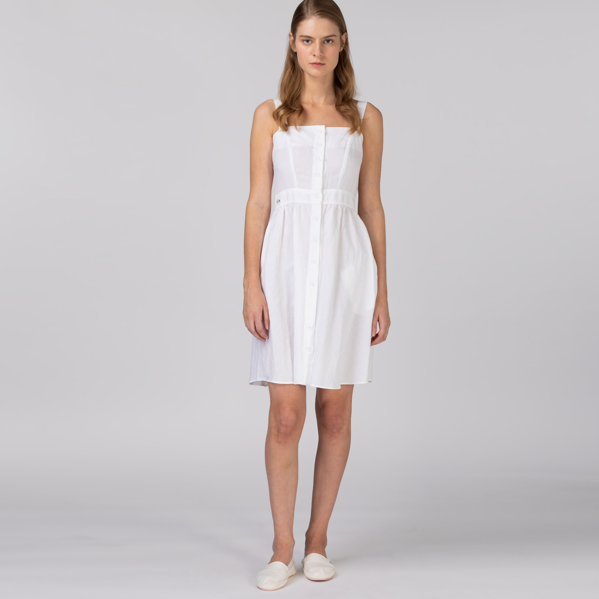 Lacoste Kadın Askılı Beyaz Elbise. 1
