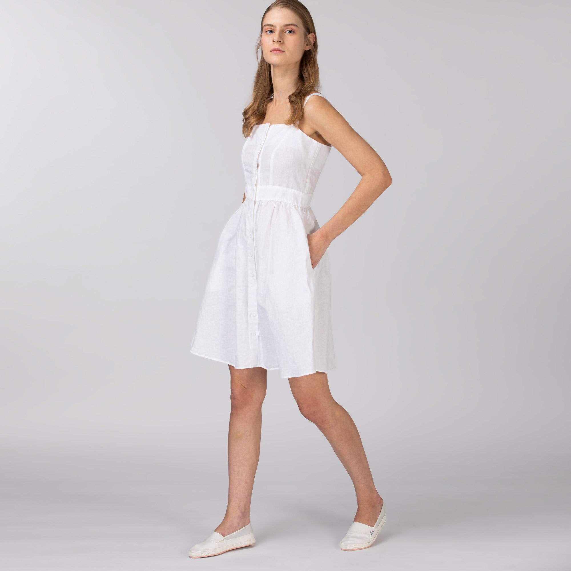 Lacoste Kadın Askılı Beyaz Elbise. 4