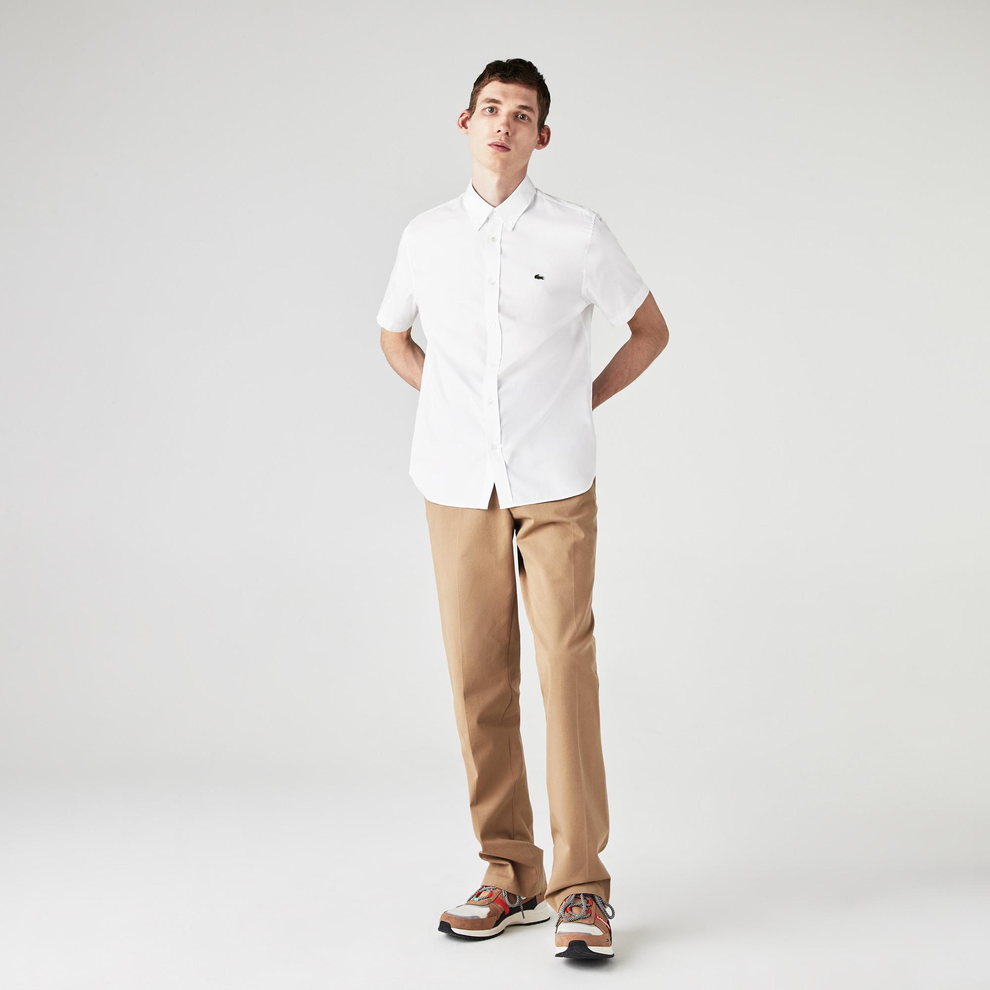Lacoste Erkek Regular Fit Kısa Kollu Beyaz Gömlek. 5