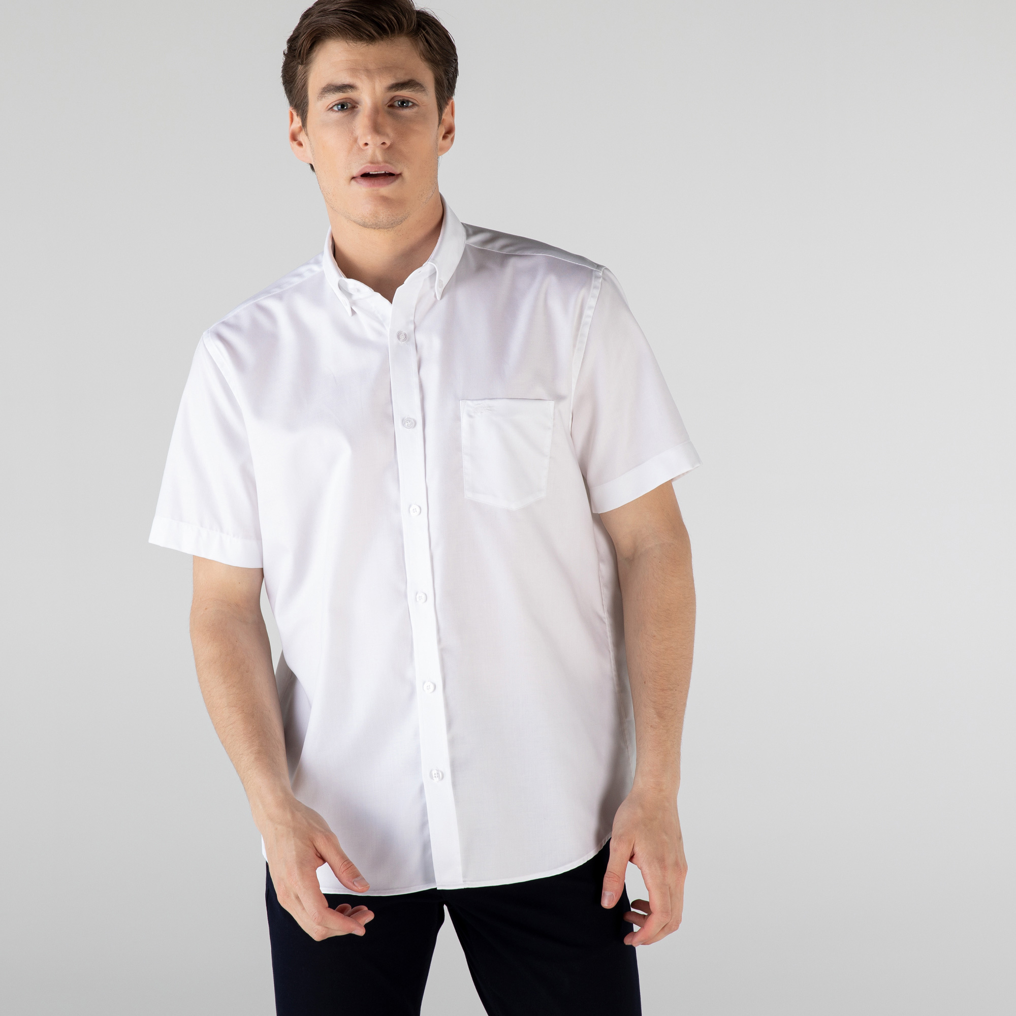 Lacoste Erkek Regular Fit Kısa Kollu Beyaz Gömlek. 3