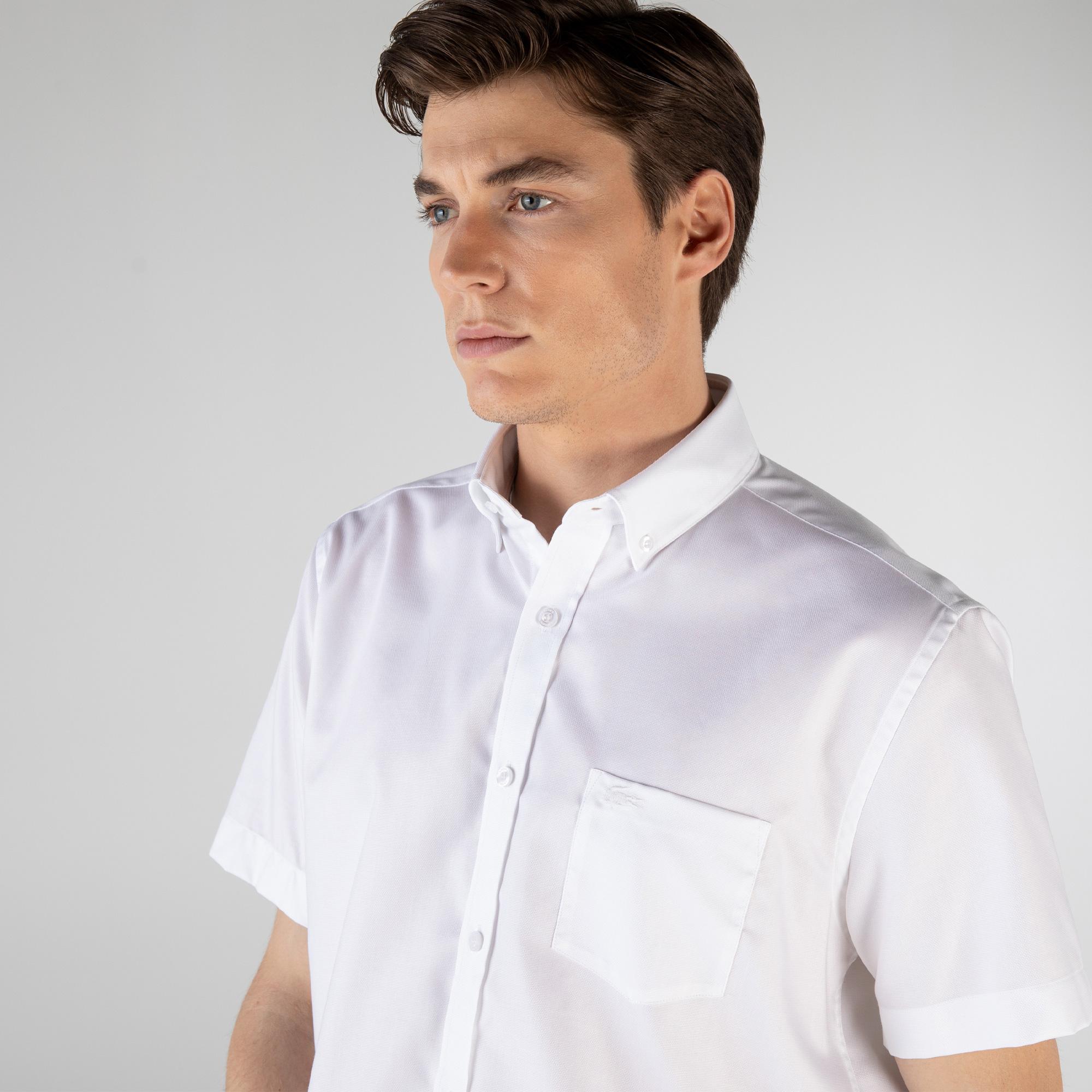 Lacoste Erkek Regular Fit Kısa Kollu Beyaz Gömlek. 4