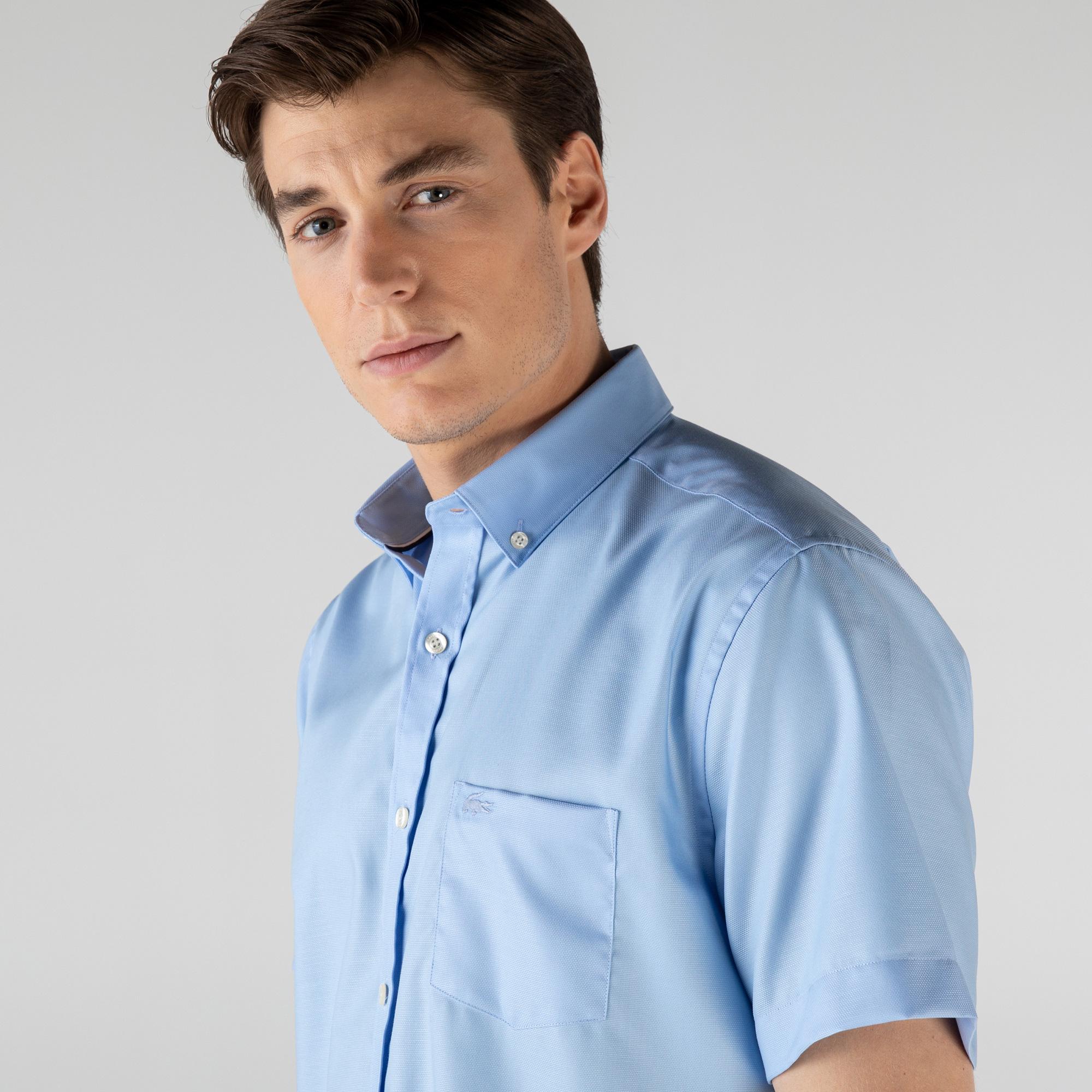 Lacoste Erkek Regular Fit Kısa Kollu Açık Mavi Gömlek. 5