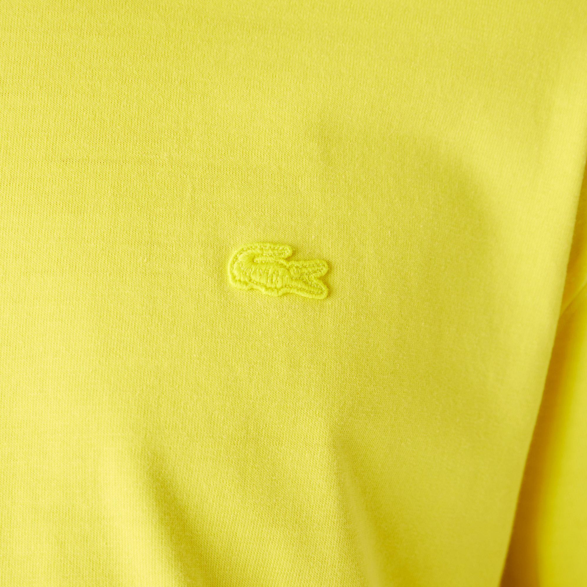 Lacoste L!ve Unisex Loose Fit Bisiklet Yaka Baskılı Sarı T-Shirt. 8