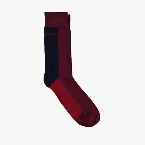 Lacoste Erkek Uzun Renk Bloklu Bordo Çorap