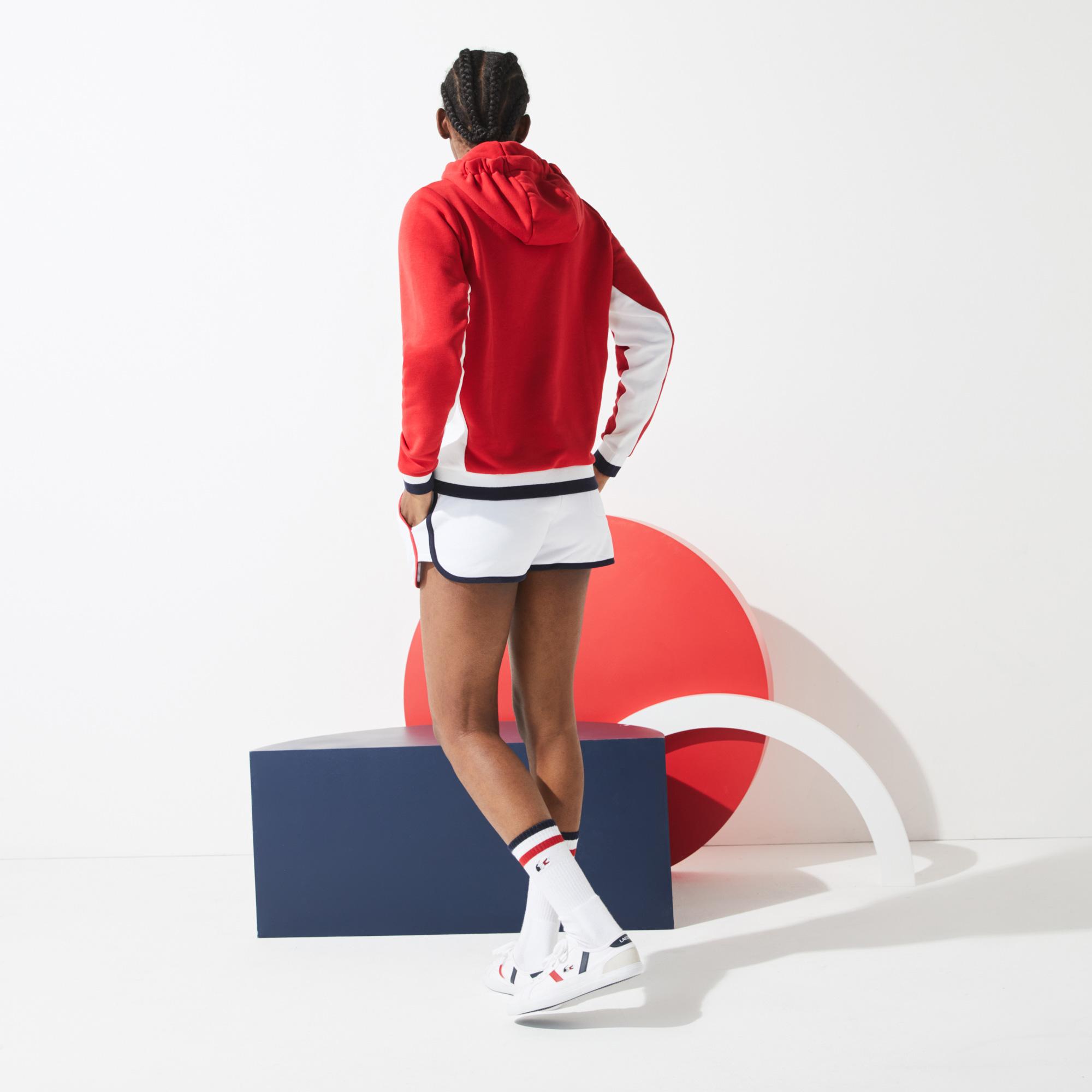 Lacoste X Tokyo Olympics Sport Kadın Fermuarlı Kapüşonlu Renk Bloklu Kırmızı - Beyaz Sweatshirt. 10