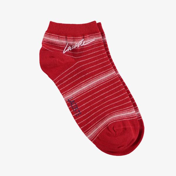 Lacoste Kadın Trainer Çizgili Kırmızı Çorap