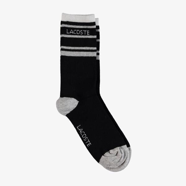 Lacoste Kadın Uzun Baskılı Siyah Çorap