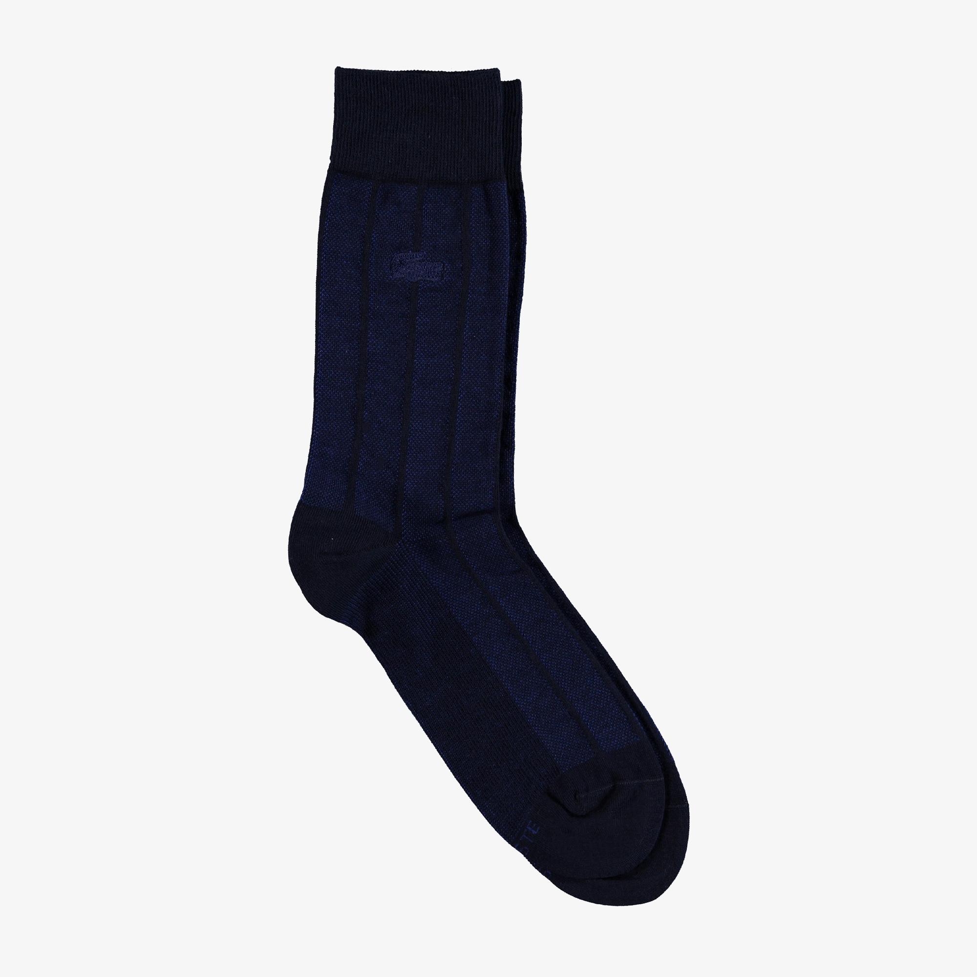 Lacoste Erkek Uzun Çizgili Lacivert Çorap. 1