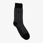 Lacoste Erkek Uzun Çizgili Siyah Çorap