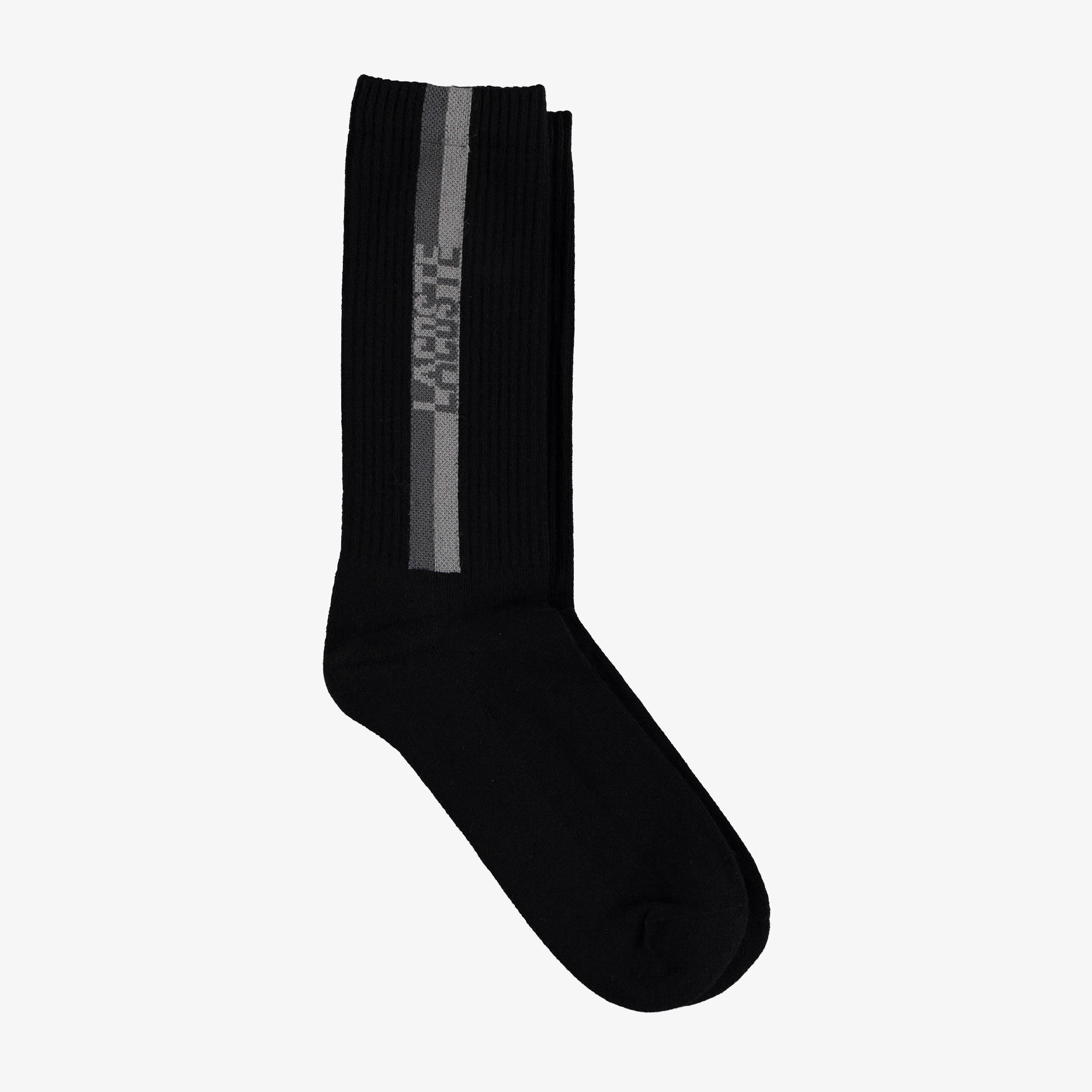 Lacoste Erkek Uzun Desenli Siyah Çorap. 1