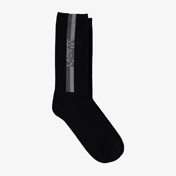 Lacoste Erkek Uzun Desenli Siyah Çorap