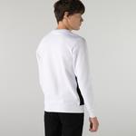 Lacoste Erkek Slim Fit Bisiklet Yaka Renk Bloklu Beyaz Sweatshirt
