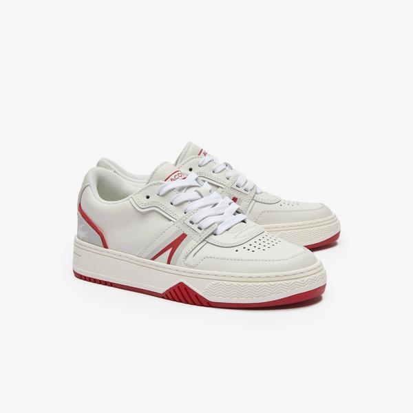 Lacoste L001 0321 1 Sfa Kadın Deri Beyaz - Kırmızı Sneaker