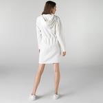 Lacoste Kadın Loose Fit Uzun Kollu Kapüşonlu Beyaz Elbise
