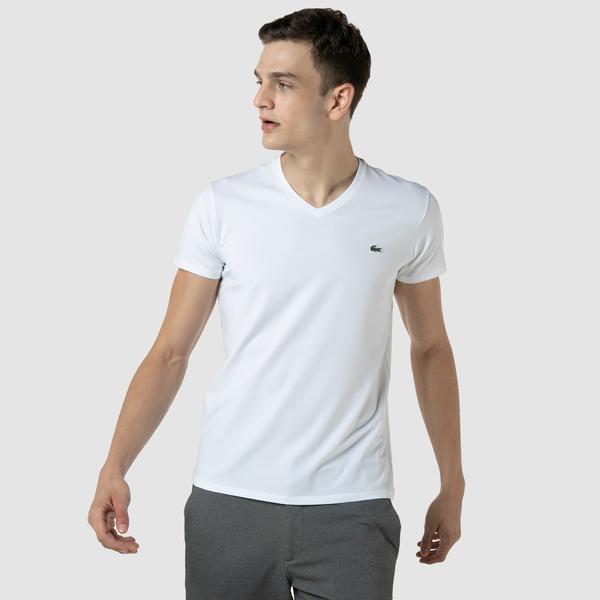 Lacoste Erkek Slim Fit V Yaka Beyaz T-Shirt