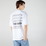Lacoste L!VE Erkek Loose Fit Kısa Kollu Bisiklet Yaka Baskılı Beyaz T-Shirt