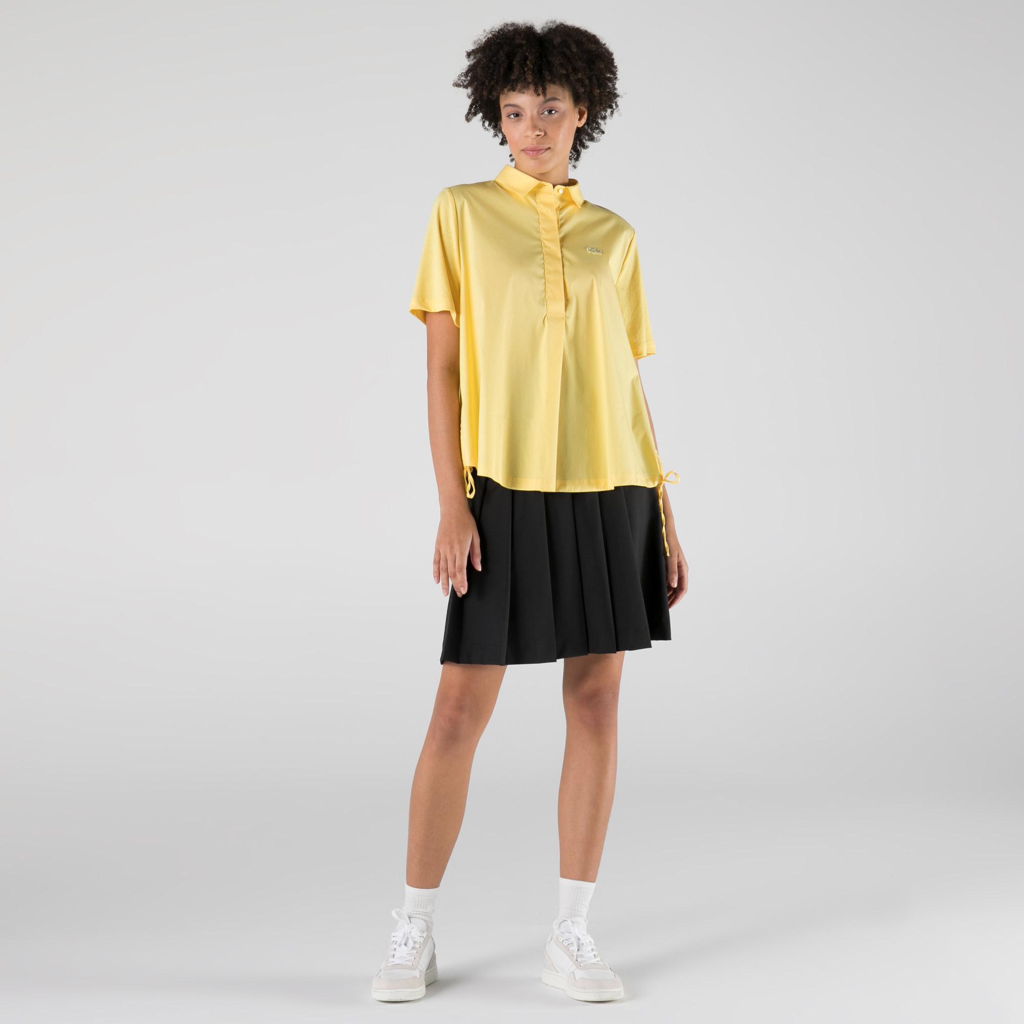 Lacoste Kadın Loose Fit Kısa Kollu Sarı Gömlek. 5
