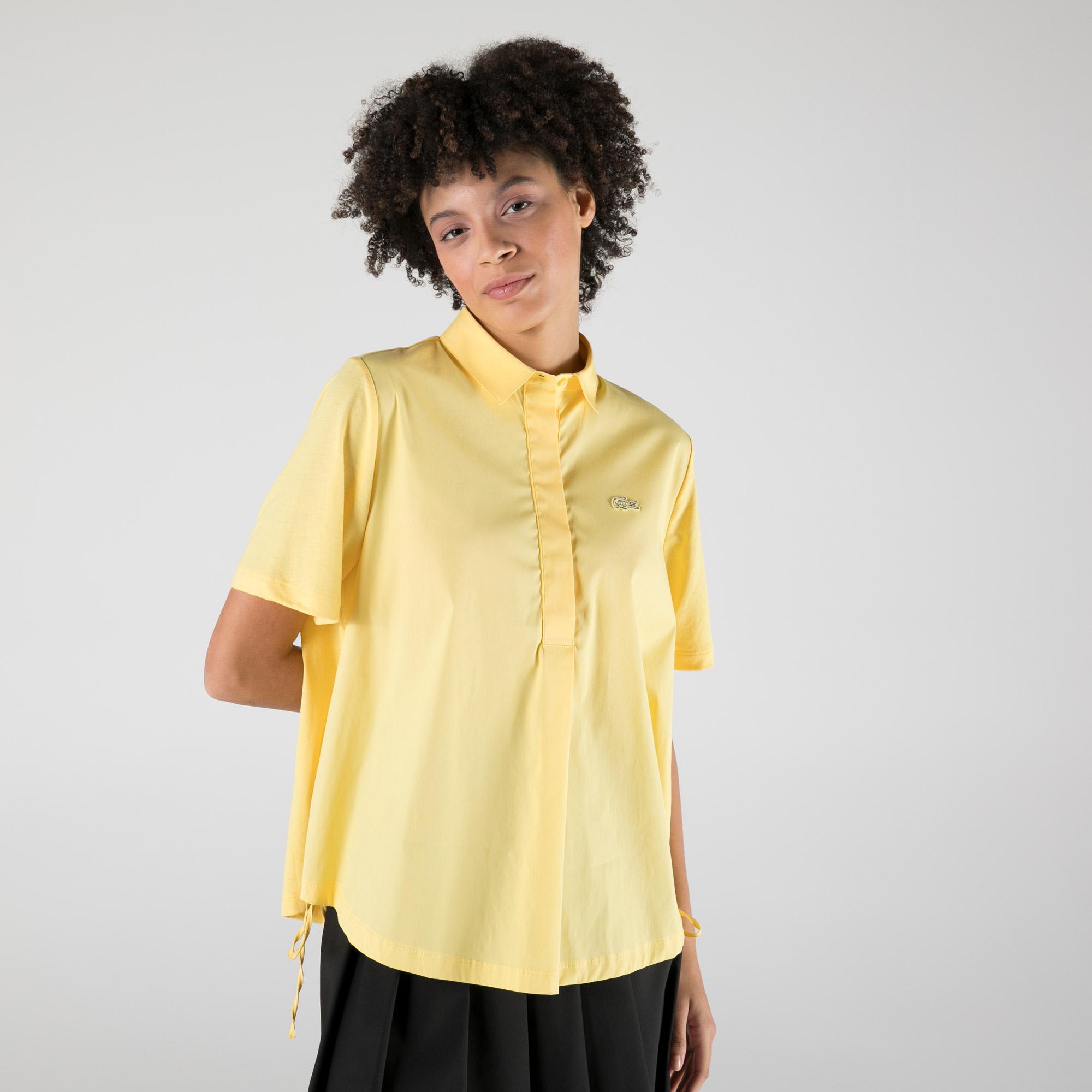 Lacoste Kadın Loose Fit Kısa Kollu Sarı Gömlek. 1