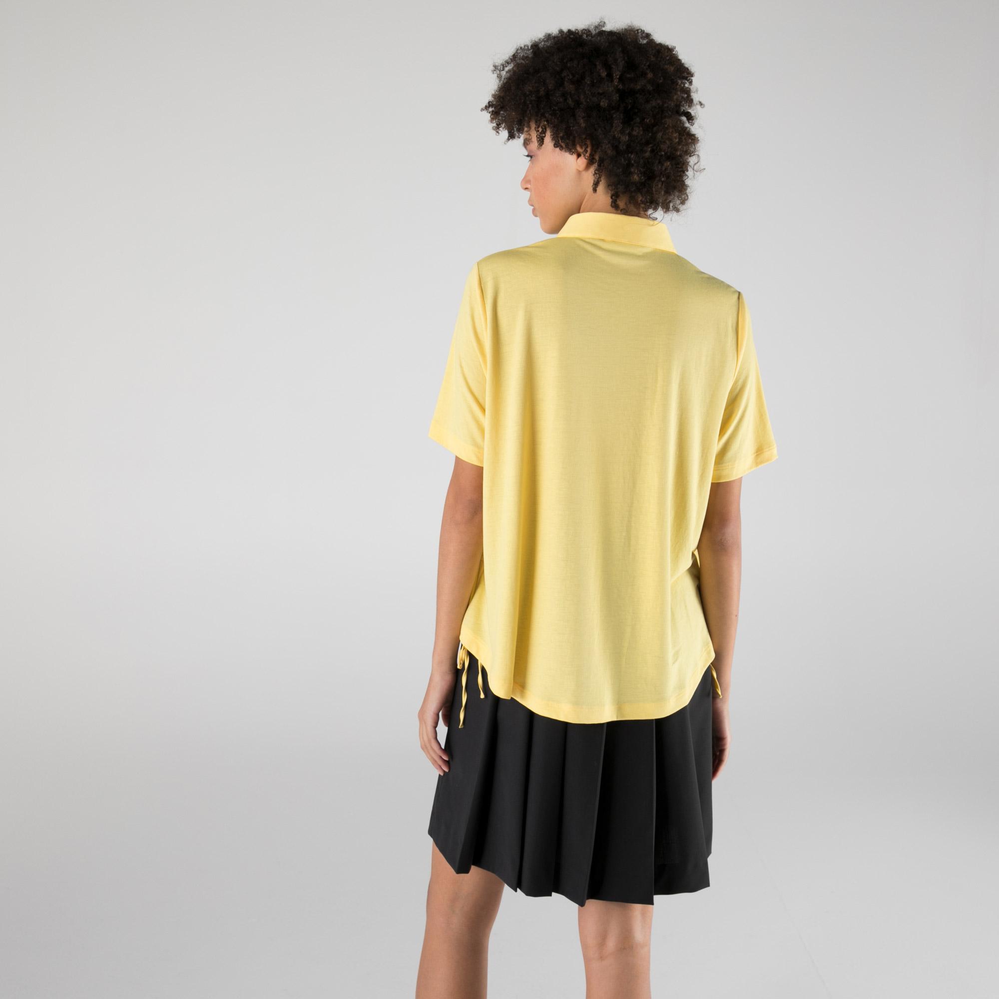 Lacoste Kadın Loose Fit Kısa Kollu Sarı Gömlek. 2