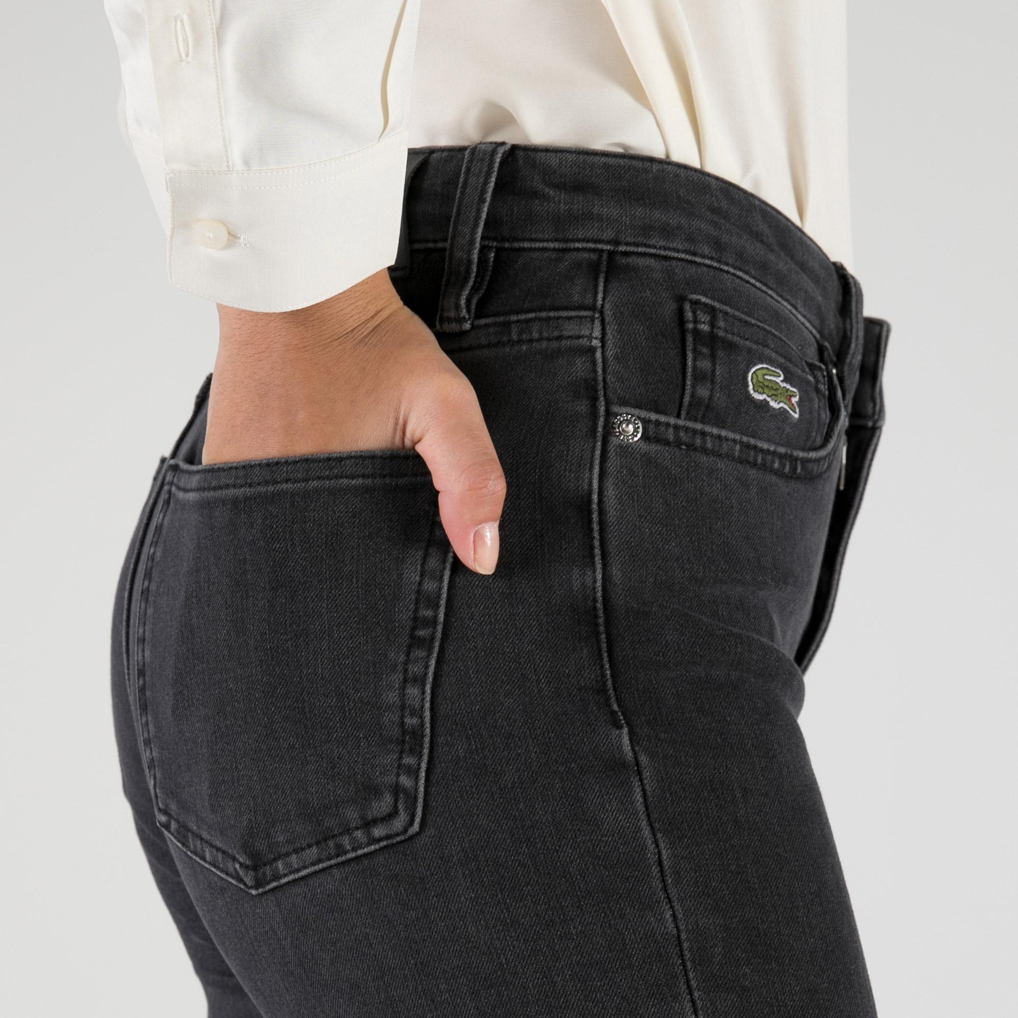 Lacoste Kadın Slim Fit Koyu Gri Denim Pantolon. 6