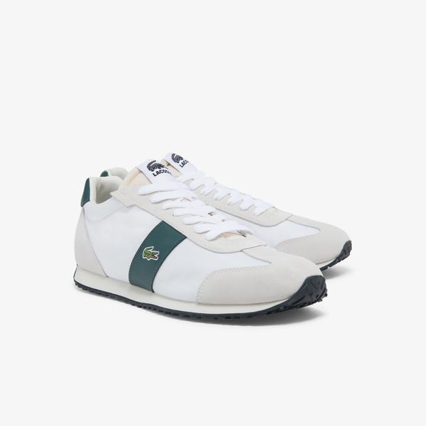 Lacoste Court Pace 0121 1 Sma Erkek Deri Kırık Beyaz - Koyu Yeşil Sneaker