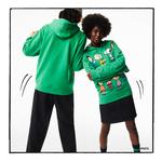 Lacoste X Peanuts Unisex Classic Fit Kapüşonlu Desenli Yeşil Sweatshirt