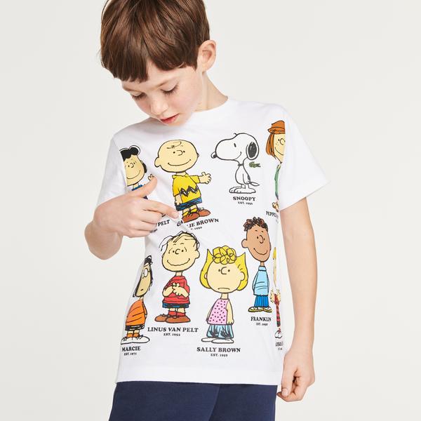 Lacoste X Peanuts Erkek Çocuk Bisiklet Yaka Baskılı Renkli T-Shirt