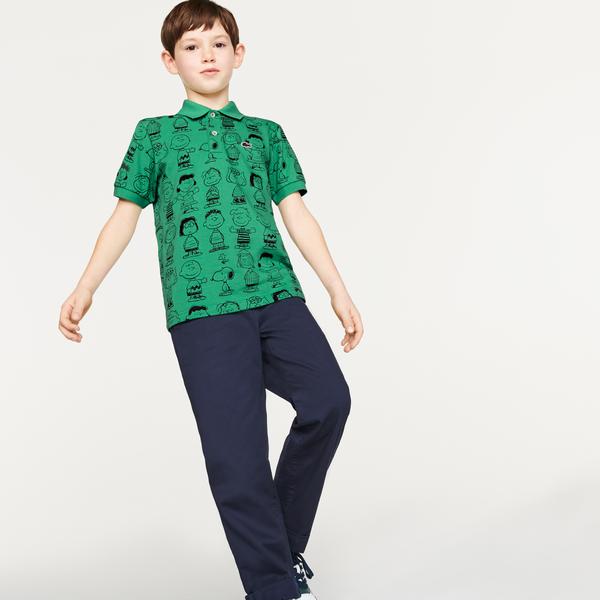 Lacoste X Peanuts Erkek Çocuk Regular Fit Baskılı Yeşil Polo