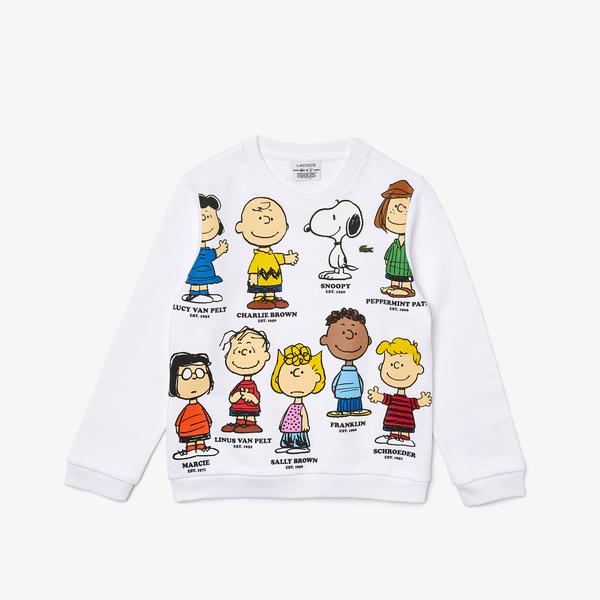 Lacoste X Peanuts Erkek Çocuk Bisiklet Yaka Baskılı Renkli Sweatshirt
