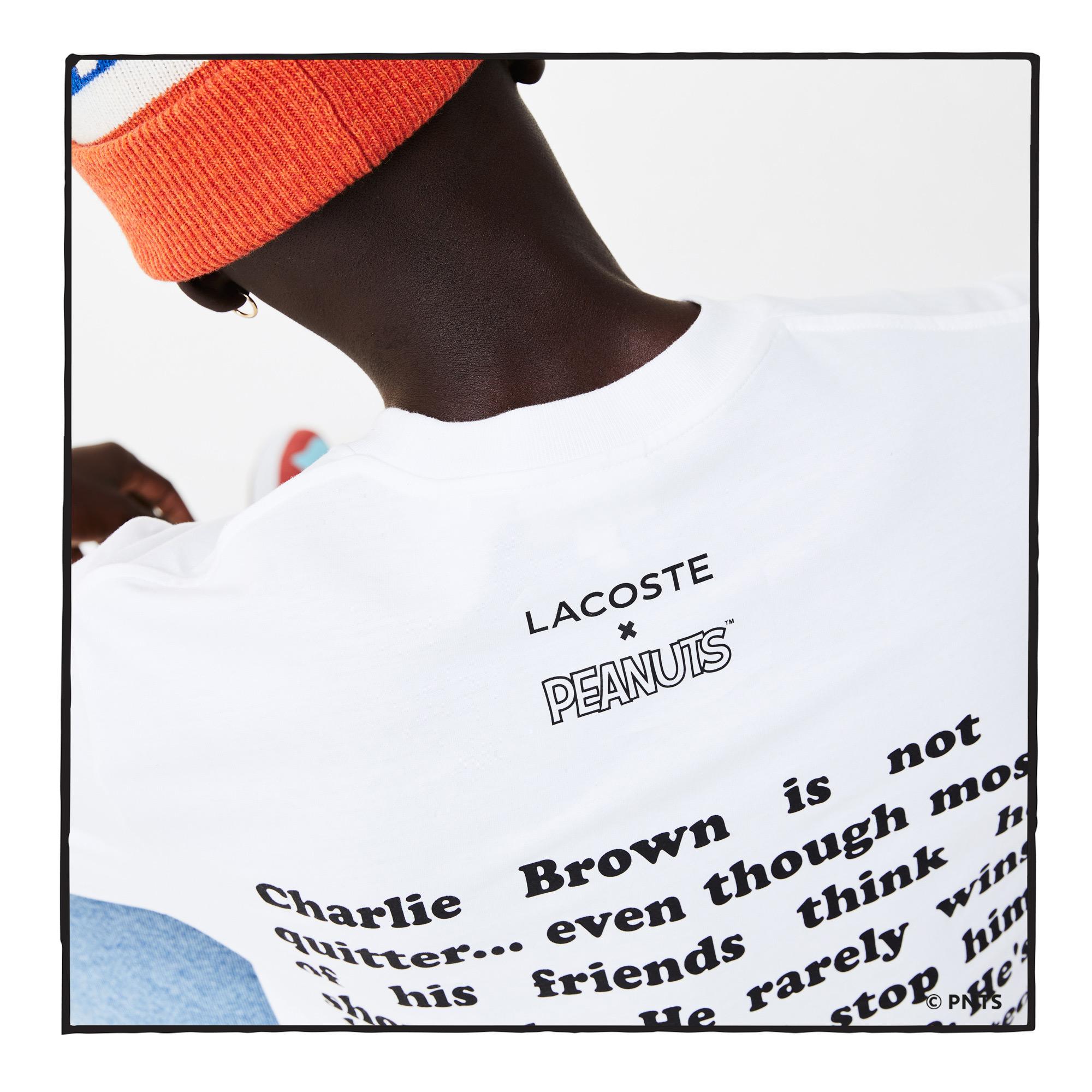 Lacoste X Peanuts Erkek Regular Fit Uzun Kollu Bisiklet Yaka Baskılı Beyaz T-Shirt